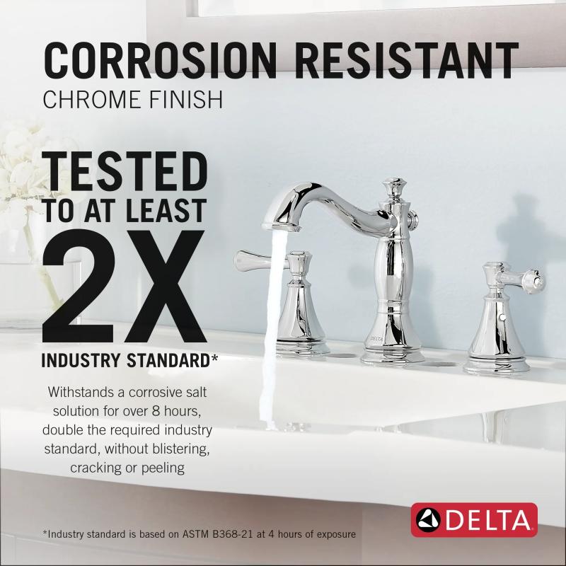 DELTA Cassidy Two Handle Widespread Bathroom Faucet — Chrome