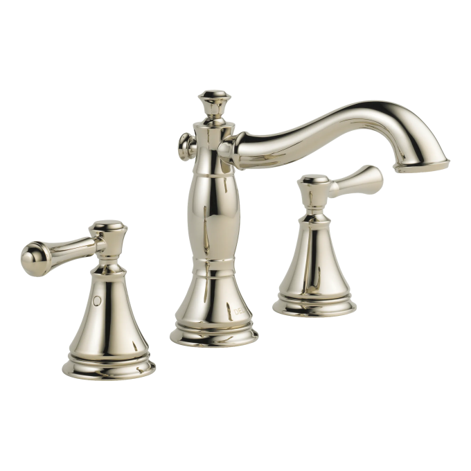 DELTA Cassidy Two Handle Widespread Bathroom Faucet — Polished Nickel