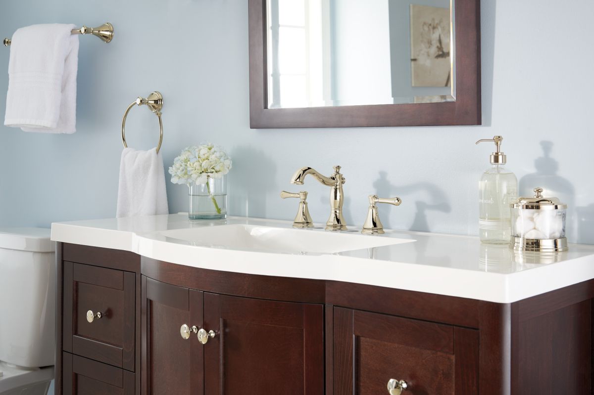 DELTA Cassidy Two Handle Widespread Bathroom Faucet — Polished Nickel