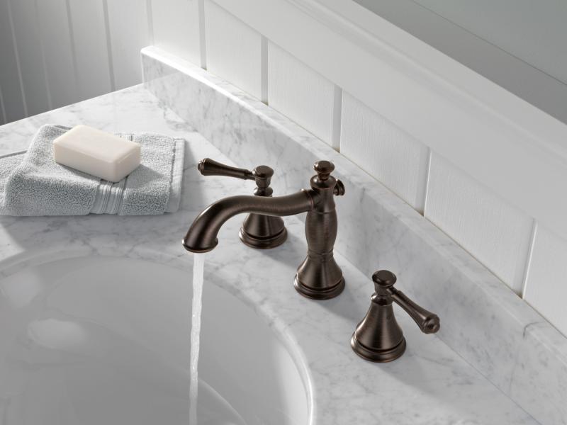 DELTA Cassidy Two Handle Widespread Bathroom Faucet — Venetian Bronze
