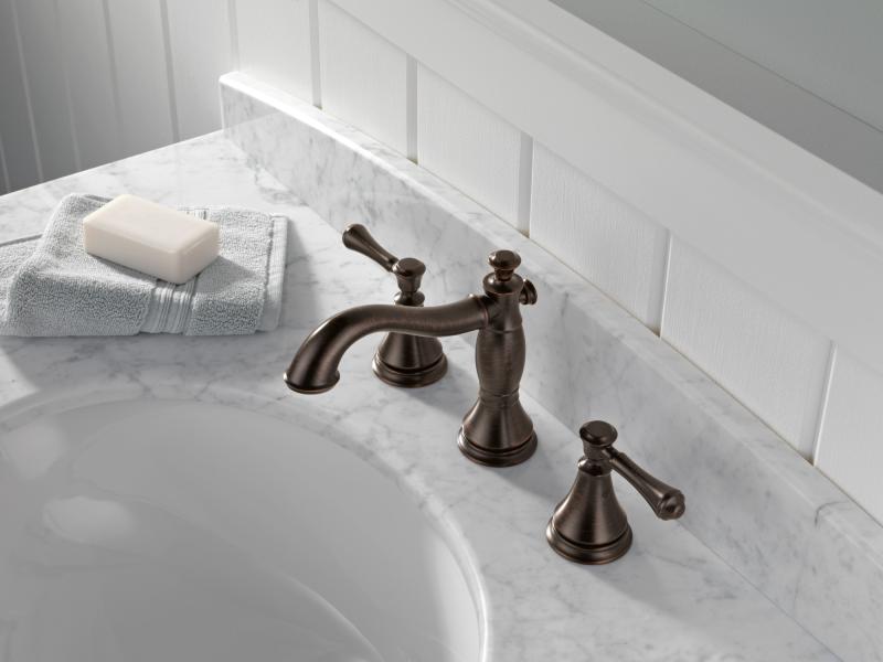 DELTA Cassidy Two Handle Widespread Bathroom Faucet — Venetian Bronze