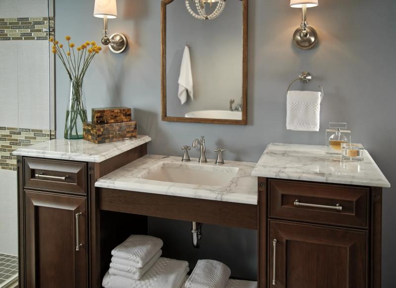 DELTA Cassidy Two Handle Widespread Bathroom Faucet - Less Handles — Stainless