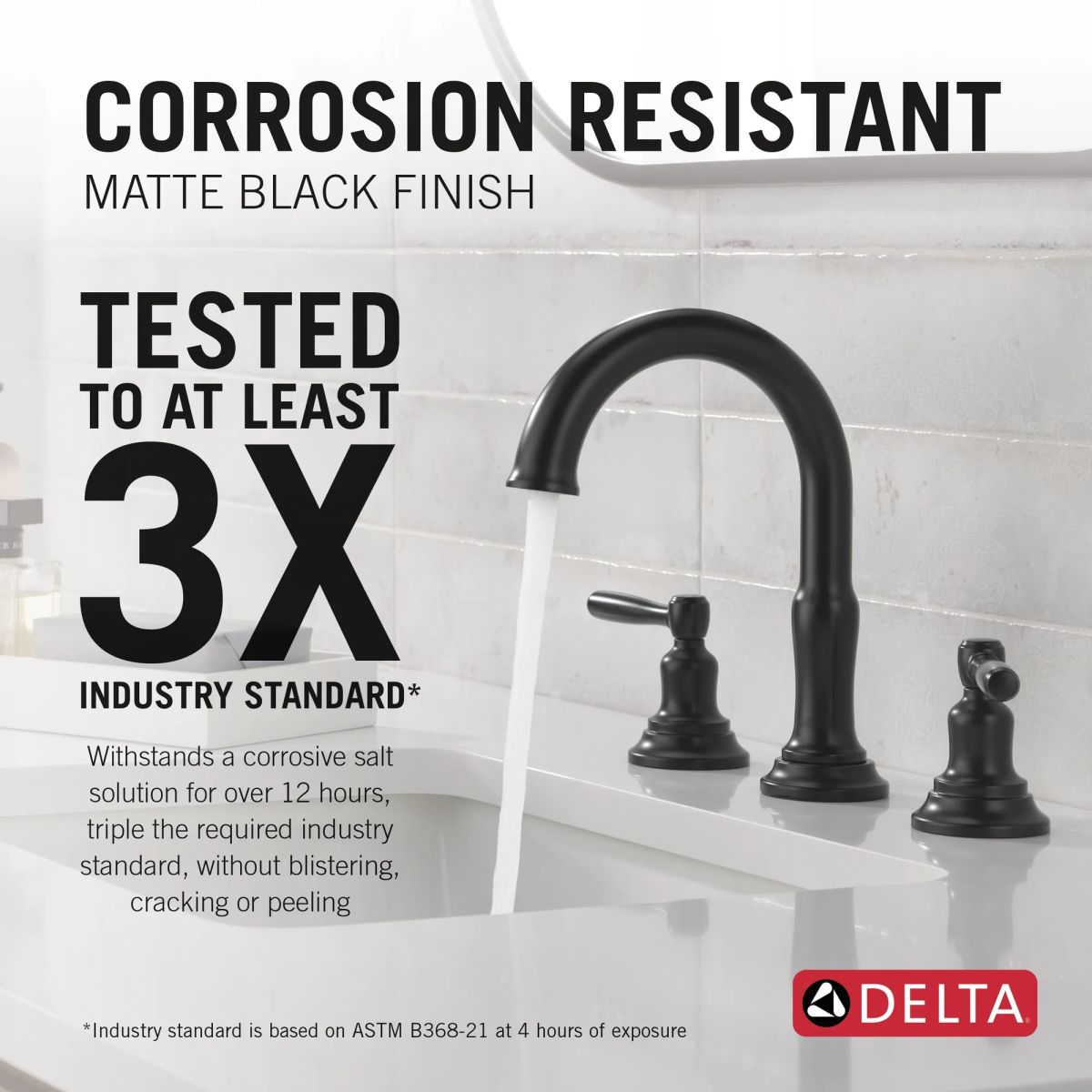 DELTA Roe Two Handle Widespread Bathroom Faucet — Matte Black