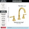 DELTA Roe Two Handle Widespread Bathroom Faucet — Brushed Gold