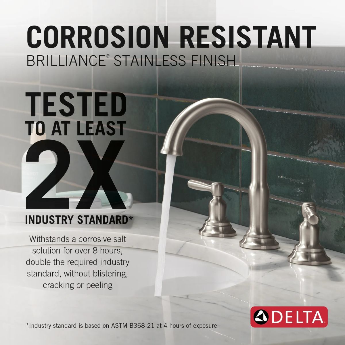 DELTA Roe Two Handle Widespread Bathroom Faucet — Stainless
