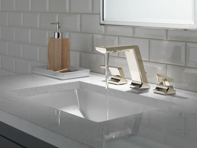 DELTA Pivotal Two Handle Widespread Bathroom Faucet — Lumicoat® Polished Nickel
