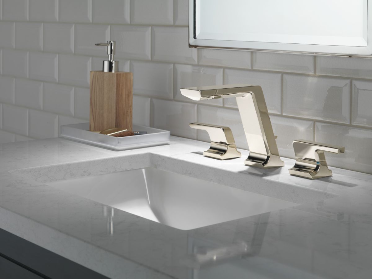 DELTA Pivotal Two Handle Widespread Bathroom Faucet — Lumicoat® Polished Nickel