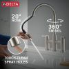 DELTA Nicoli Two Handle Pull-Down Bridge Kitchen Faucet — Stainless