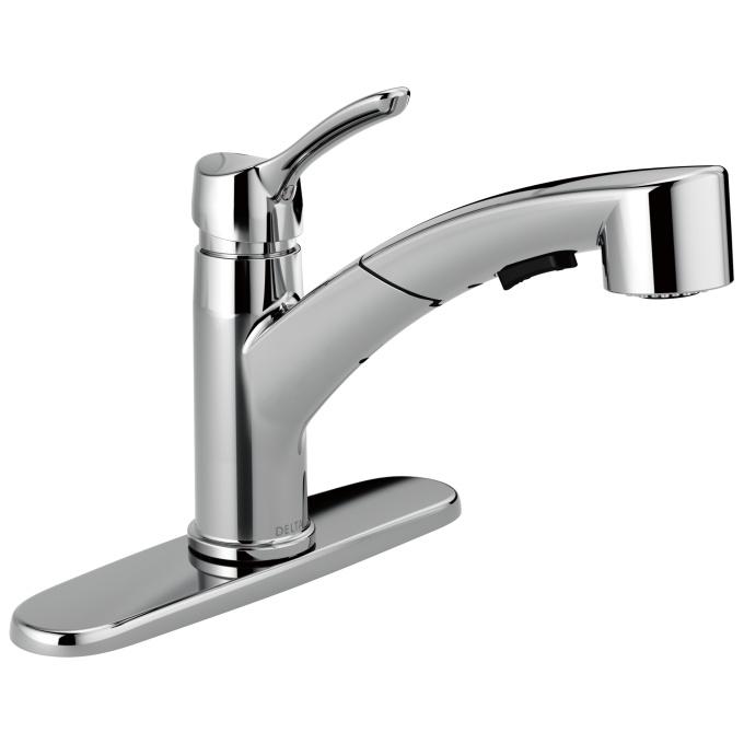 DELTA Collins Single Handle Tract-Pack Pull-Out Kitchen Faucet — Chrome