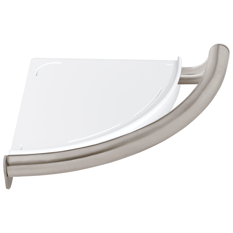 DELTA BathSafety Contemporary Corner Shelf with Assist Bar — Stainless