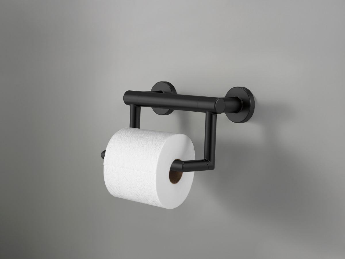 DELTA BathSafety DELTA Contemporary Tissue Holder with Assist Bar — Matte Black