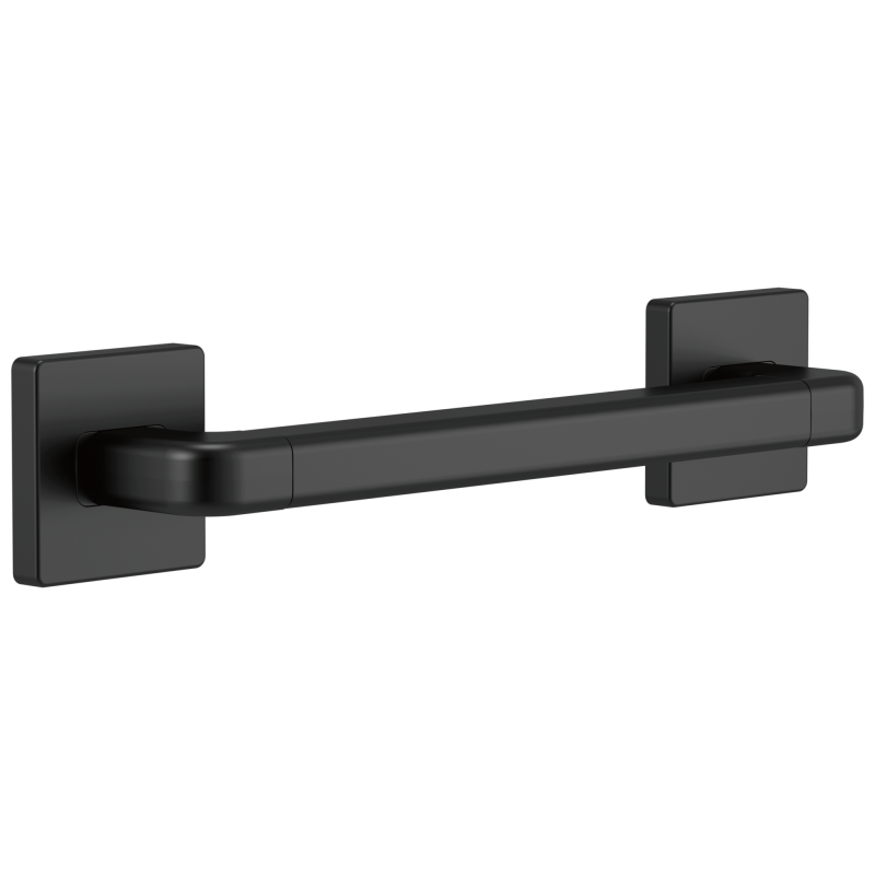 DELTA BathSafety Angular Modern Decorative ADA Grab Bar - 12" — Matte Black