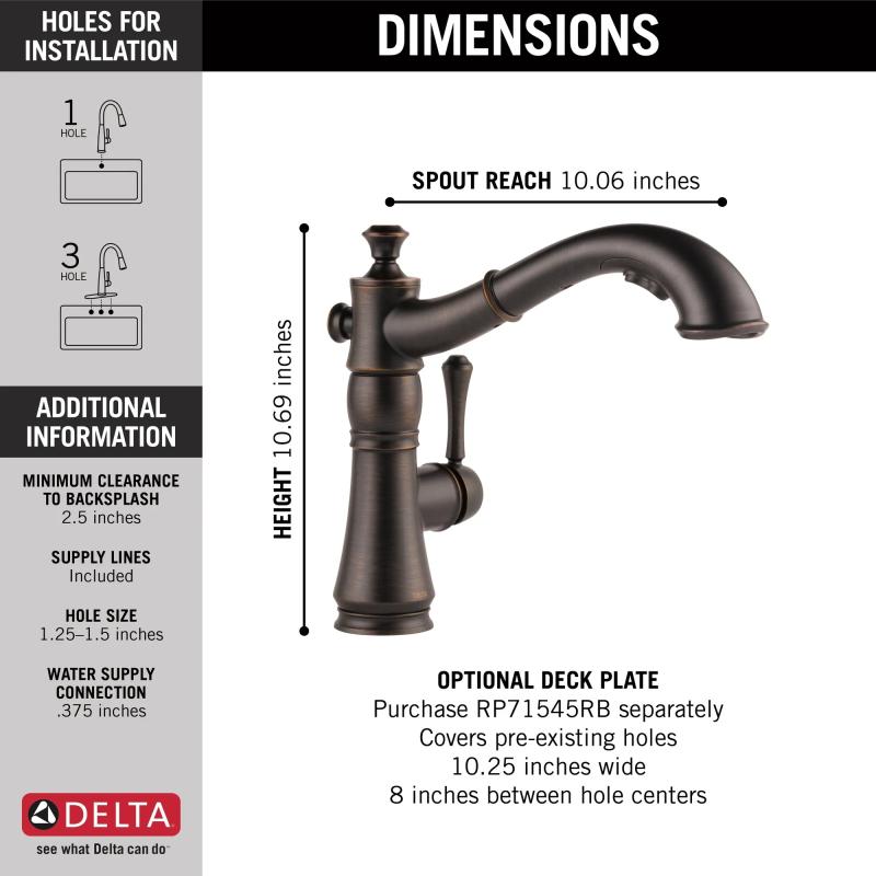 DELTA Cassidy Single Handle Pull-Out Kitchen Faucet — Venetian Bronze