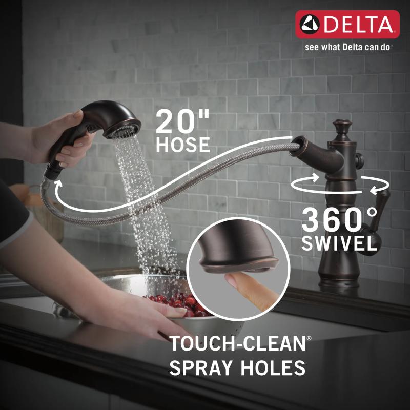 DELTA Cassidy Single Handle Pull-Out Kitchen Faucet — Venetian Bronze