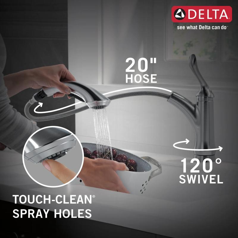 DELTA Linden Single Handle Pull-Out Kitchen Faucet — Arctic Stainless