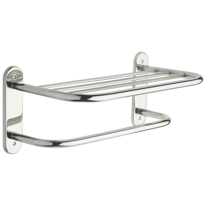 DELTA 18" Metal Towel Shelf with One Bar, Exposed Mounting — Chrome