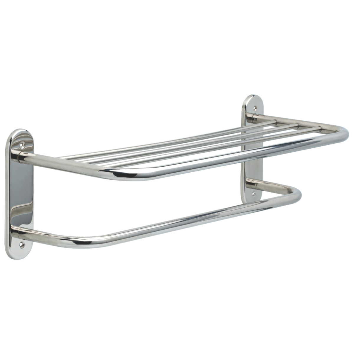 DELTA 24" Metal Towel Shelf with One Bar, Exposed Mounting — Chrome