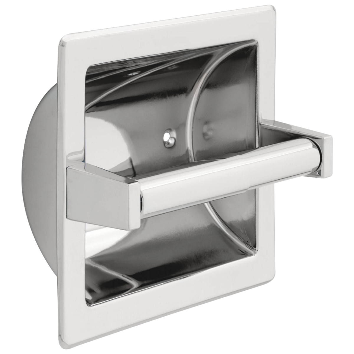 DELTA Brass Recessed Paper Holder with Brass Roller — Chrome