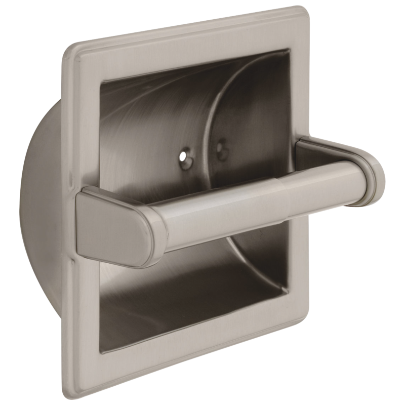 DELTA Brass Recessed Paper Holder with Brass Roller — Satin Nickel