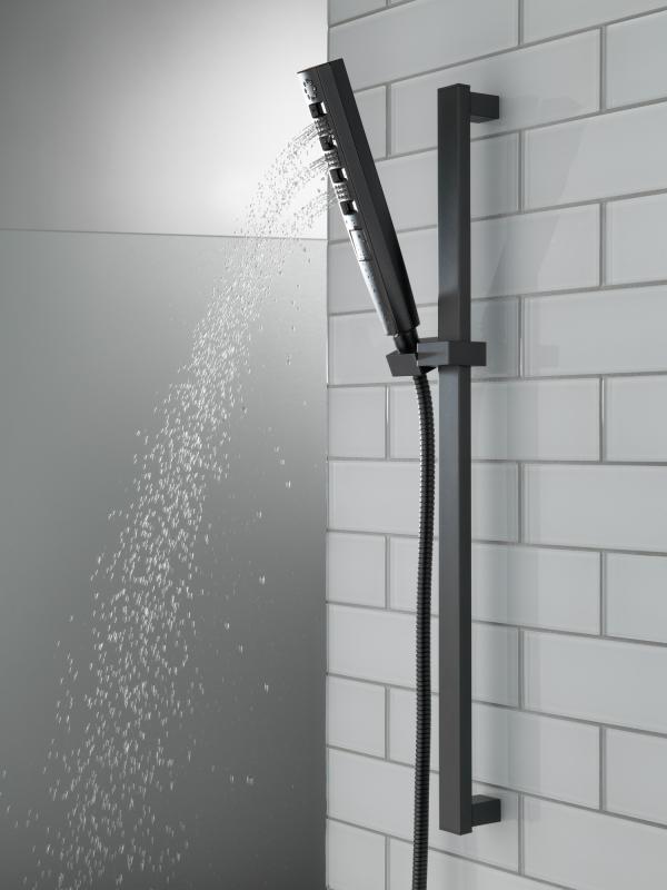 DELTA Universal Showering Components H2OKINETIC Hand Shower 1.75 GPM w/Slide Bar 4S — Matte Black