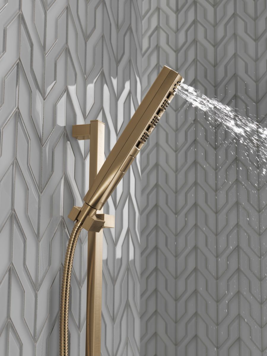 DELTA Universal Showering Components H2OKINETIC Hand Shower 1.75 GPM w/Slide Bar 4S — Lumicoat® Champagne Bronze