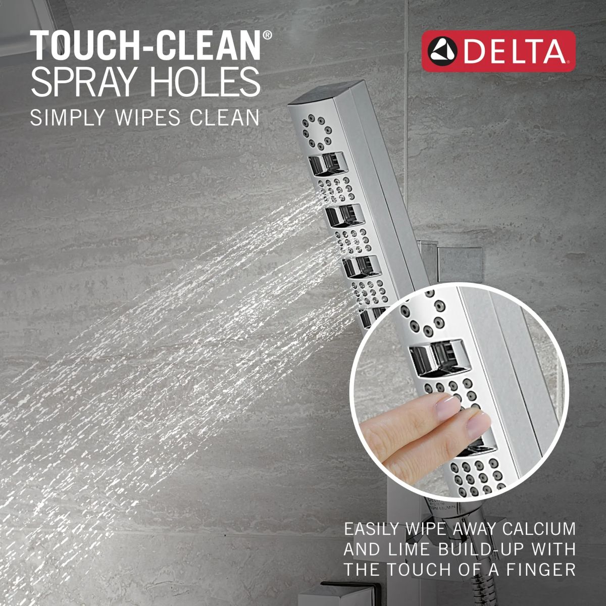 DELTA Universal Showering Components H2OKINETIC Hand Shower 1.75 GPM w/Slide Bar 4S — Lumicoat® Chrome