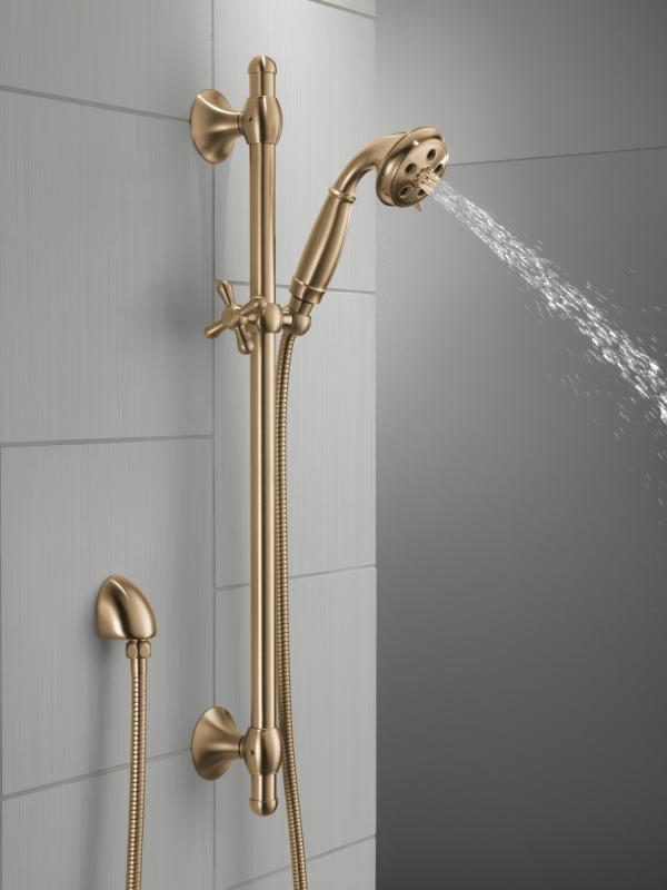 DELTA Universal Showering Components H2OKINETIC 3-Setting Slide Bar Hand Shower — Champagne Bronze
