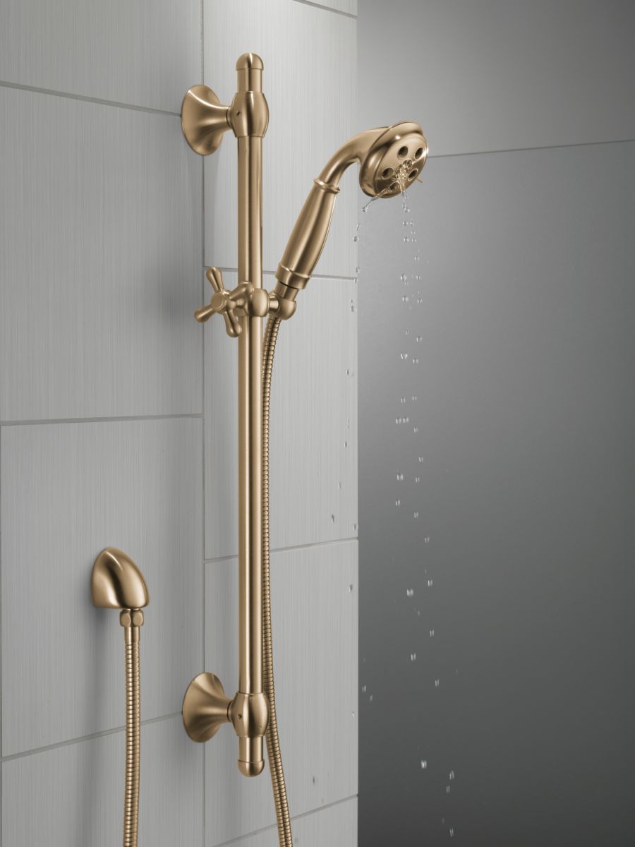 DELTA Universal Showering Components H2OKINETIC 3-Setting Slide Bar Hand Shower — Champagne Bronze