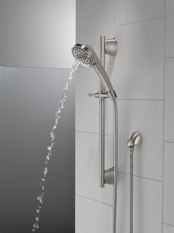 DELTA Universal Showering Components 3-Setting Slide Bar Handshower — Lumicoat® Stainless