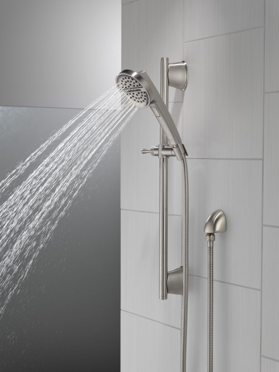 DELTA Universal Showering Components 3-Setting Slide Bar Handshower — Lumicoat® Stainless