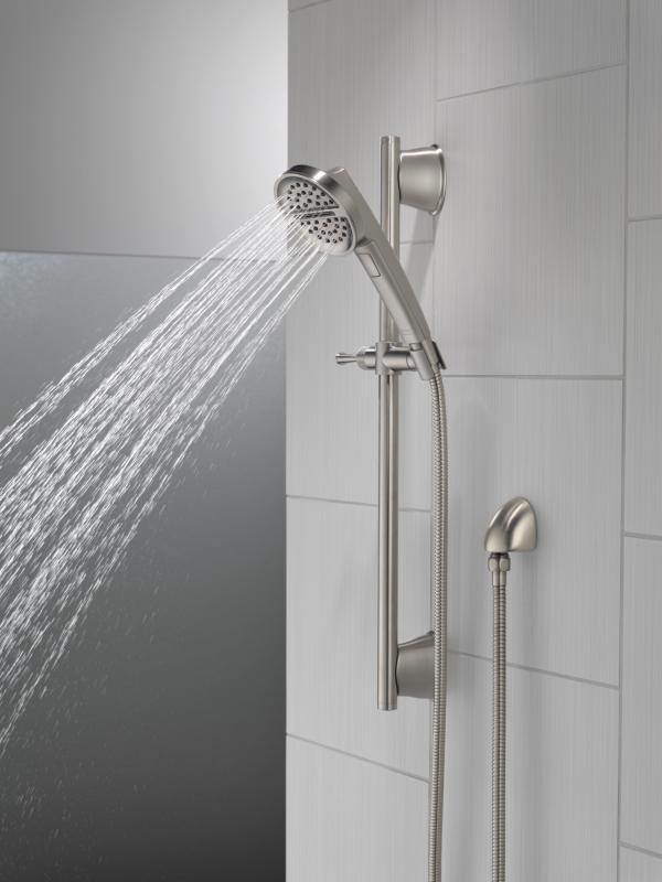 DELTA Universal Showering Components 3-Setting Slide Bar Handshower — Lumicoat® Stainless