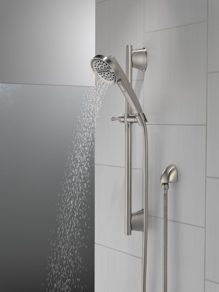 DELTA Universal Showering Components 3-Setting Slide Bar Handshower — Lumicoat® Stainless