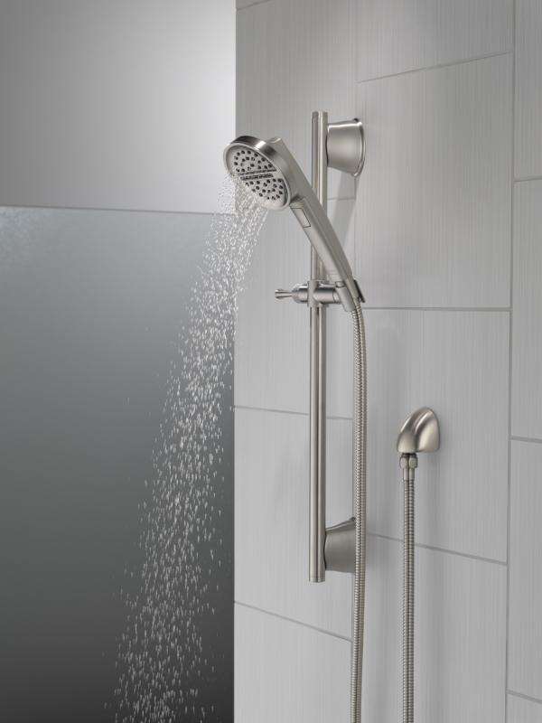 DELTA Universal Showering Components 3-Setting Slide Bar Handshower — Lumicoat® Stainless