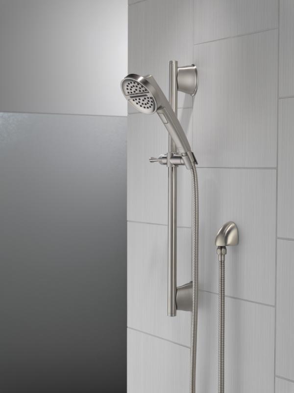 DELTA Universal Showering Components 3-Setting Slide Bar Handshower — Lumicoat® Stainless