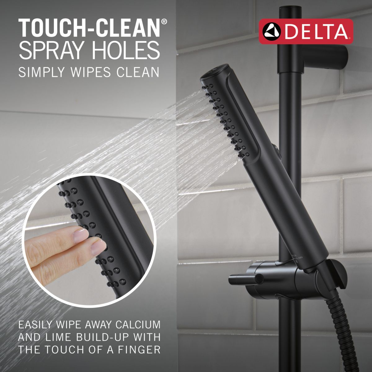 DELTA Universal Showering Components 2-Setting Hand Shower with ProClean Spray – Slide Bar Mount — Matte Black