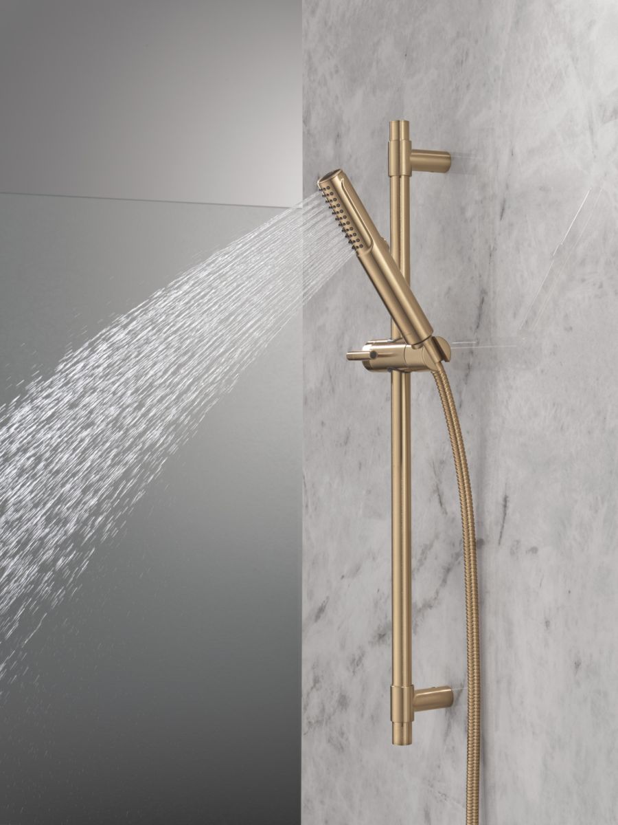 DELTA Universal Showering Components 2-Setting Hand Shower with ProClean Spray – Slide Bar Mount — Lumicoat® Champagne Bronze