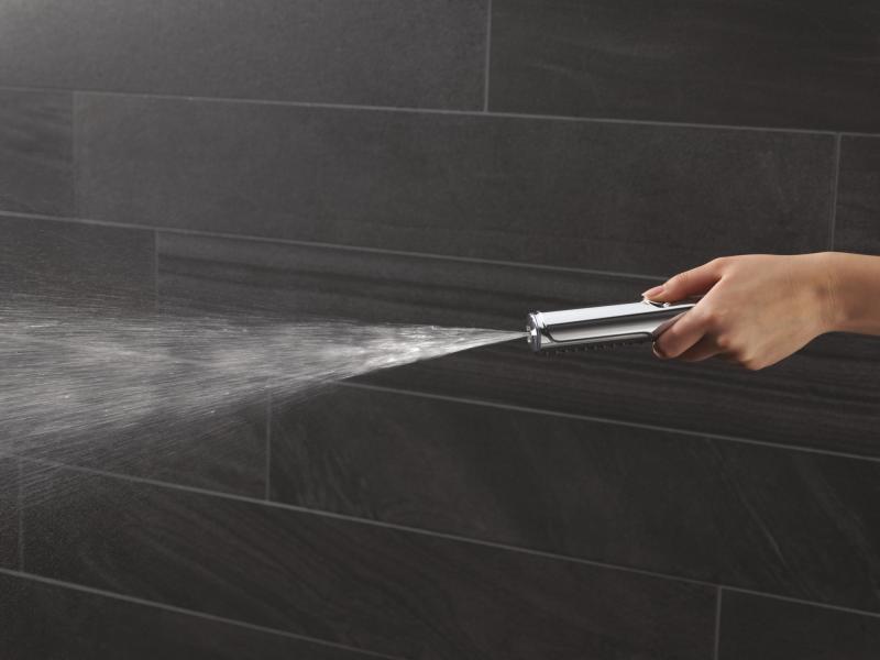 DELTA Universal Showering Components 2-Setting Hand Shower with ProClean Spray – Slide Bar Mount — Lumicoat® Chrome