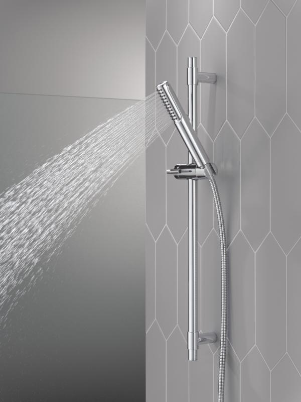 DELTA Universal Showering Components 2-Setting Hand Shower with ProClean Spray – Slide Bar Mount — Lumicoat® Chrome