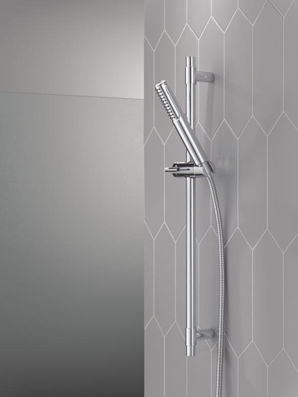 DELTA Universal Showering Components 2-Setting Hand Shower with ProClean Spray – Slide Bar Mount — Lumicoat® Chrome