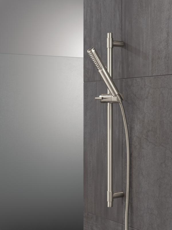DELTA Universal Showering Components 2-Setting Hand Shower with ProClean Spray – Slide Bar Mount — Lumicoat® Stainless