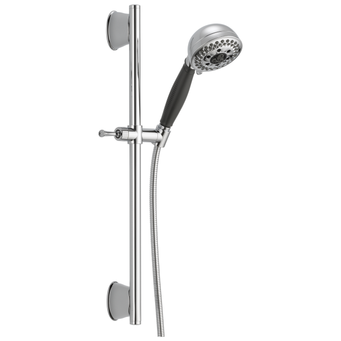 DELTA Universal Showering Components H2OKINETIC 5-Setting Slide Bar Hand Shower — Chrome
