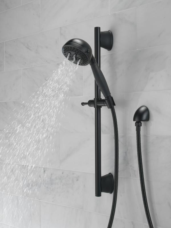 DELTA Universal Showering Components H2OKINETIC 5-Setting Slide Bar Hand Shower — Matte Black