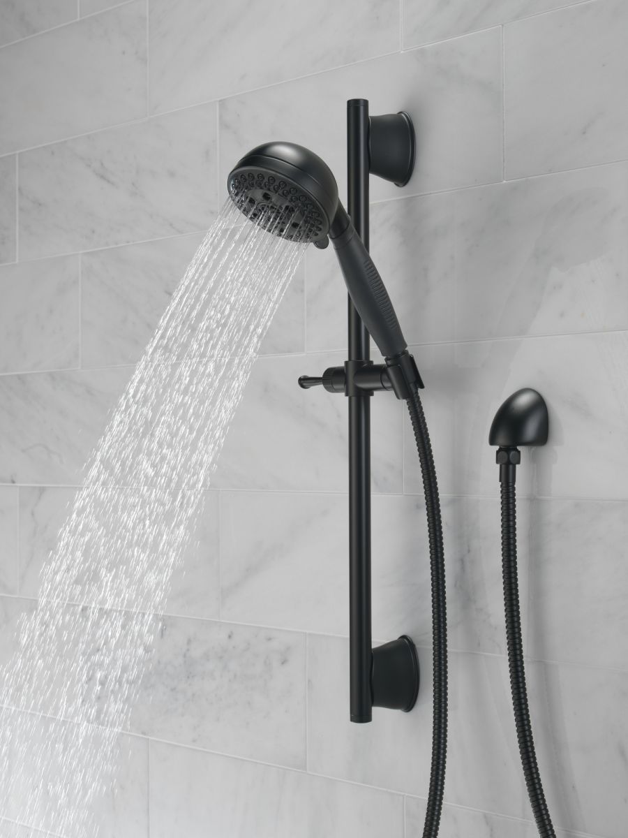 DELTA Universal Showering Components H2OKINETIC 5-Setting Slide Bar Hand Shower — Matte Black