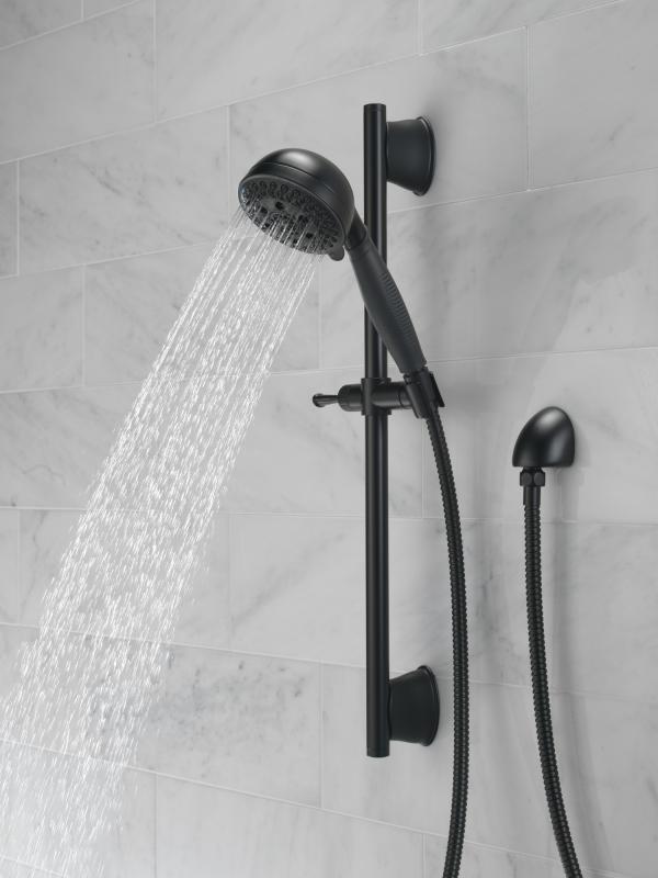 DELTA Universal Showering Components H2OKINETIC 5-Setting Slide Bar Hand Shower — Matte Black