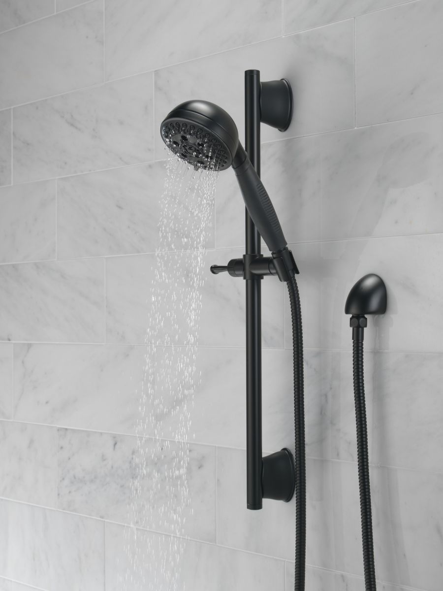DELTA Universal Showering Components H2OKINETIC 5-Setting Slide Bar Hand Shower — Matte Black