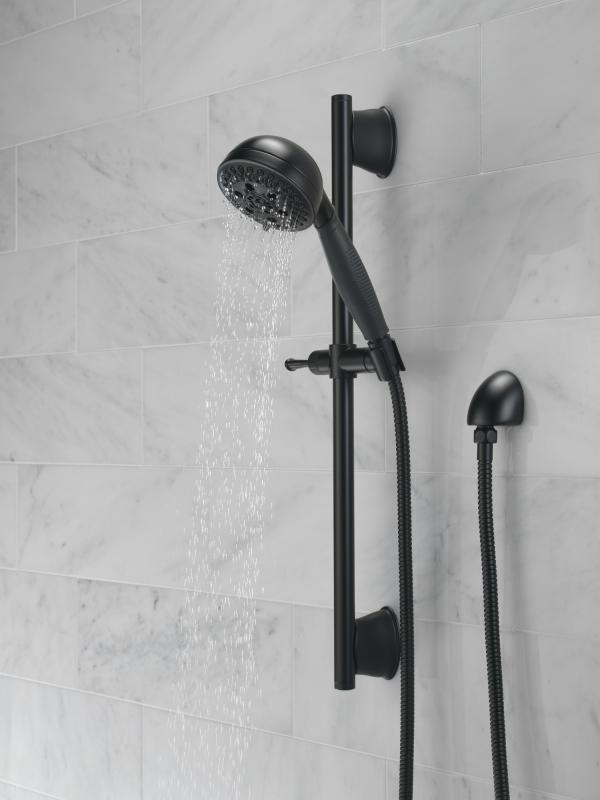 DELTA Universal Showering Components H2OKINETIC 5-Setting Slide Bar Hand Shower — Matte Black