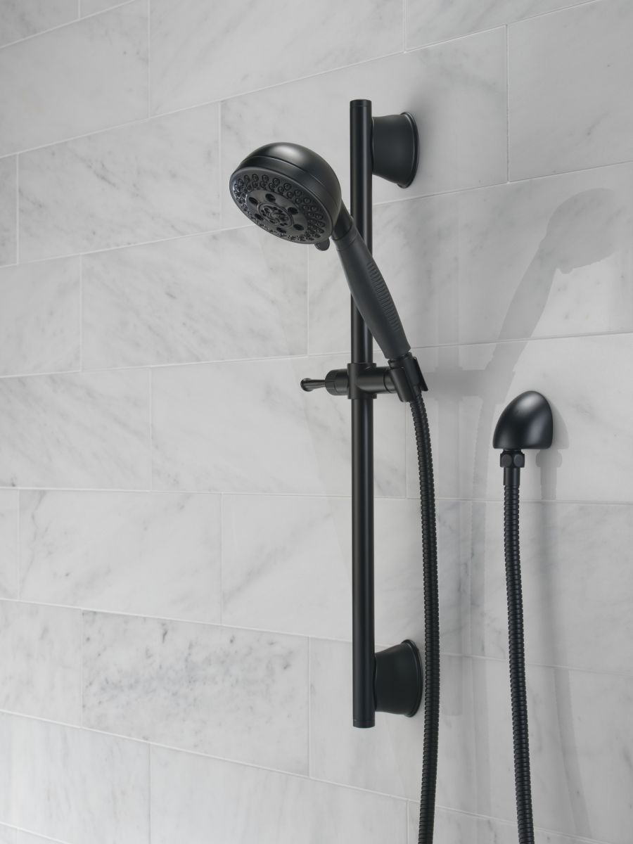 DELTA Universal Showering Components H2OKINETIC 5-Setting Slide Bar Hand Shower — Matte Black