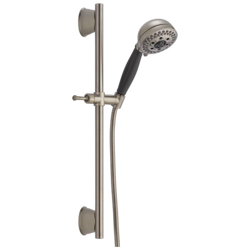 DELTA Universal Showering Components H2OKINETIC 5-Setting Slide Bar Hand Shower — Stainless
