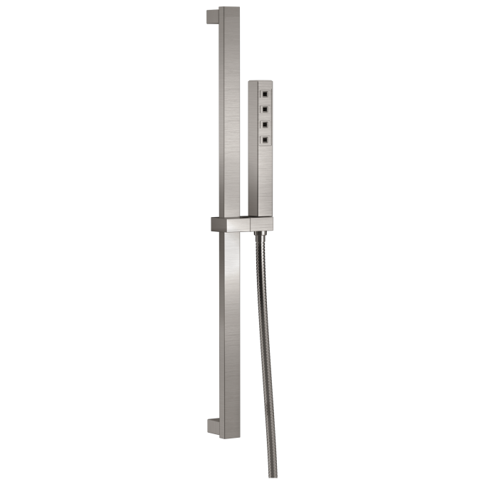 DELTA Universal Showering Components H2OKINETIC Single-Setting Slide Bar Hand Shower — Lumicoat® Stainless