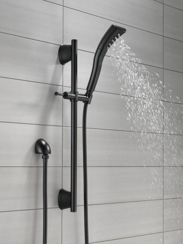 DELTA Universal Showering Components H2OKINETIC Single-Setting Slide Bar Hand Shower — Matte Black
